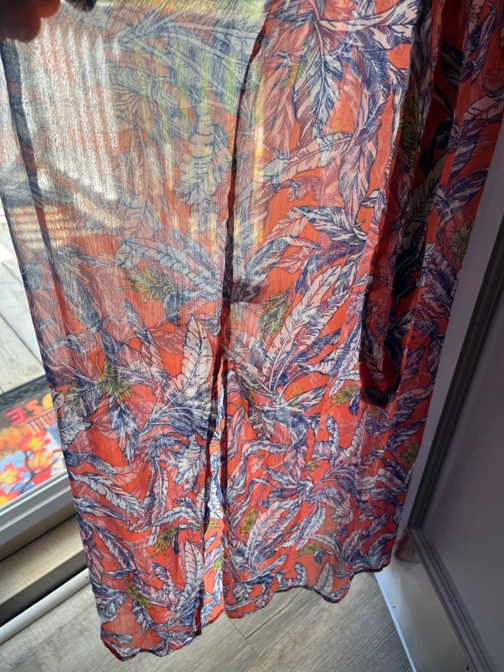 America & Beyond NEW Tropical Leaf Print Maxi Dress Coverup Women’s Sz M - Picture 11 of 12